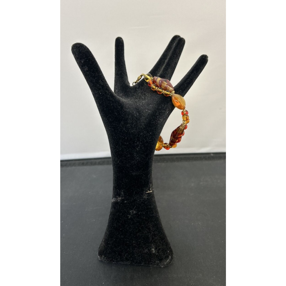 Antica Murrina Multicolor Glass Bead Bracelet Italy Orange Yellow Red FS Charity